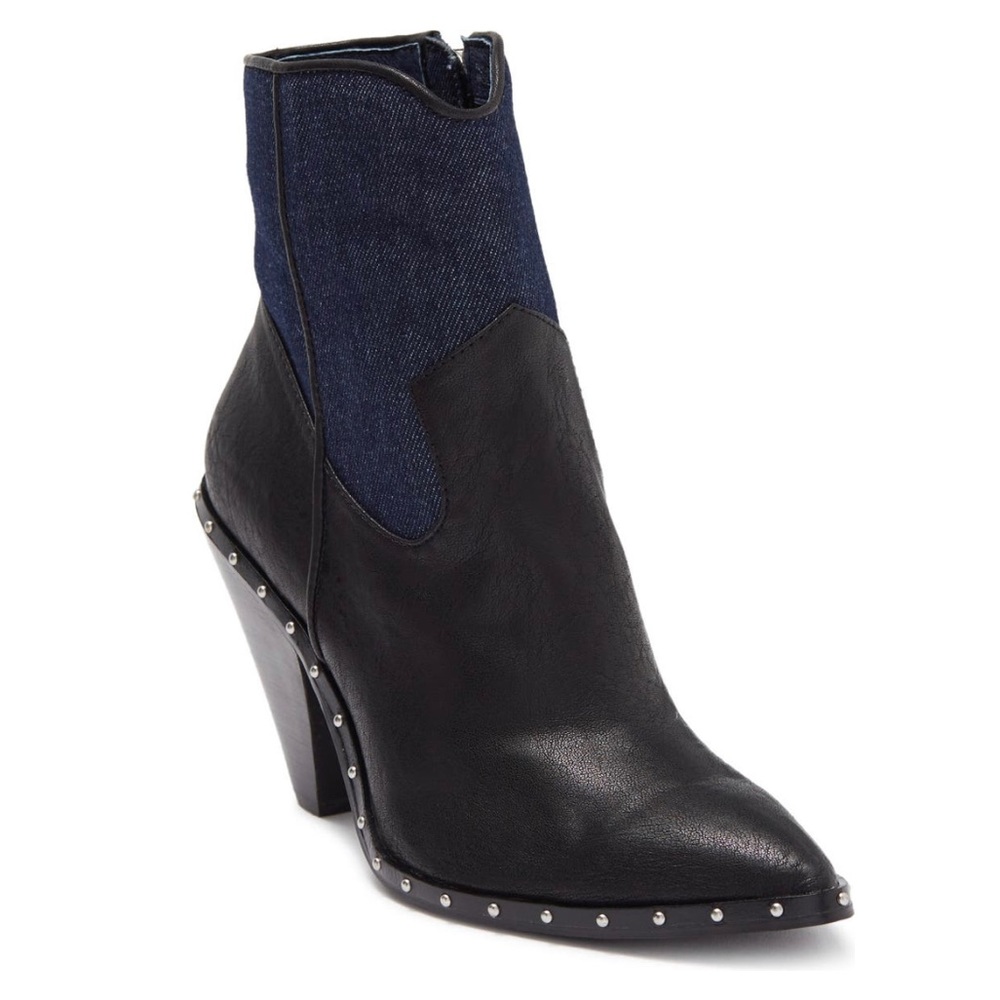 Chinese Laundry Ramble Denim Cone Heel Ankle Bootie 6.5